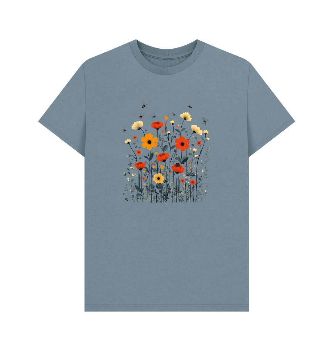 Stone Blue Printed T-shirt Front