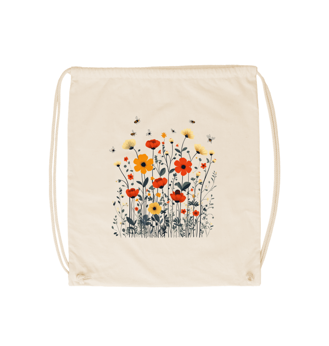 Natural Minimalist Meadows | 100% GOTS Organic Cotton Drawstring Bag