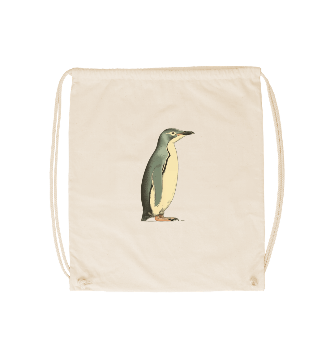 Natural Penguin Passion | Drawstring Bag | Certified Organic Cotton