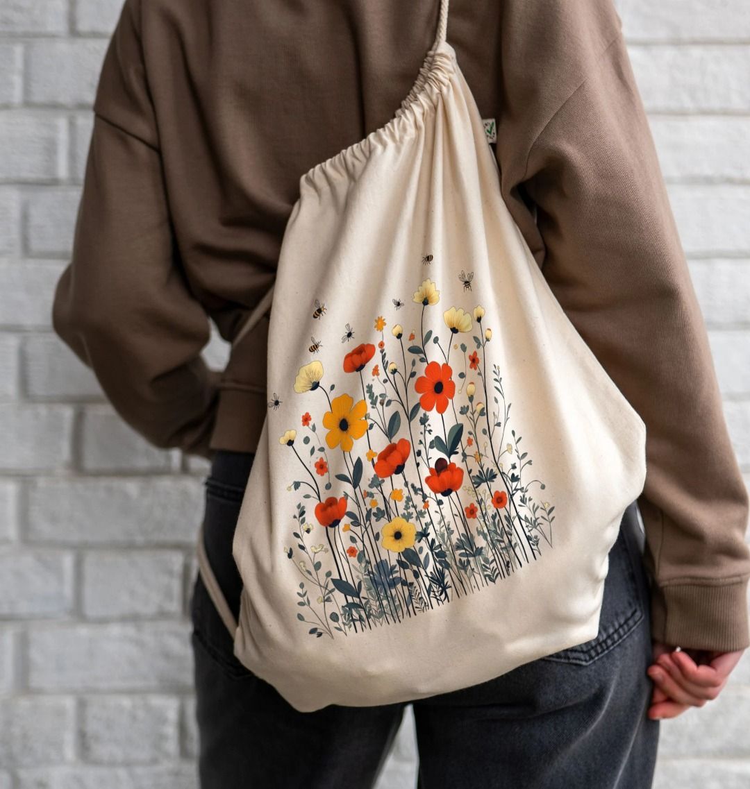 Minimalist Meadows | 100% GOTS Organic Cotton Drawstring Bag