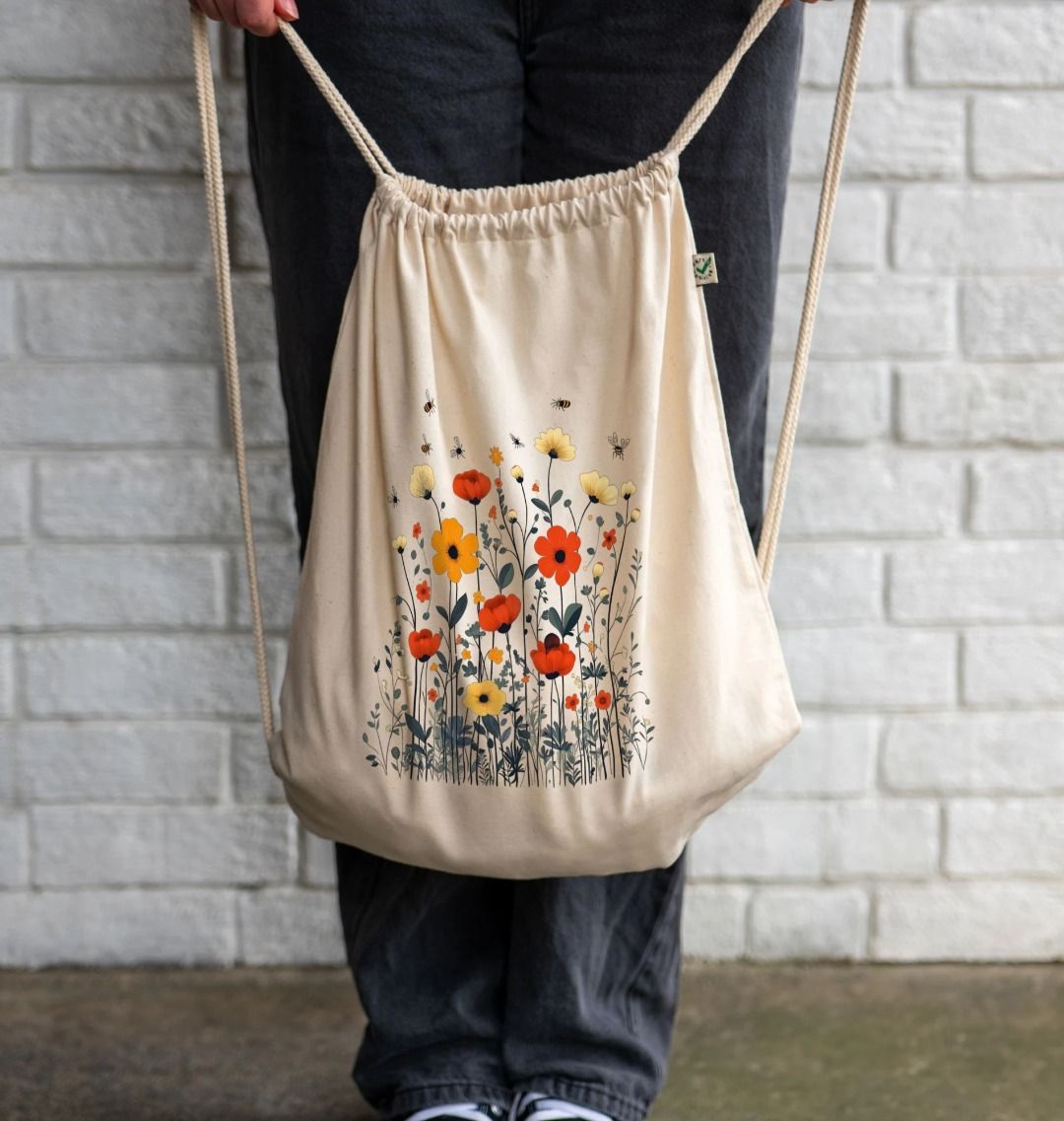 Minimalist Meadows | 100% GOTS Organic Cotton Drawstring Bag