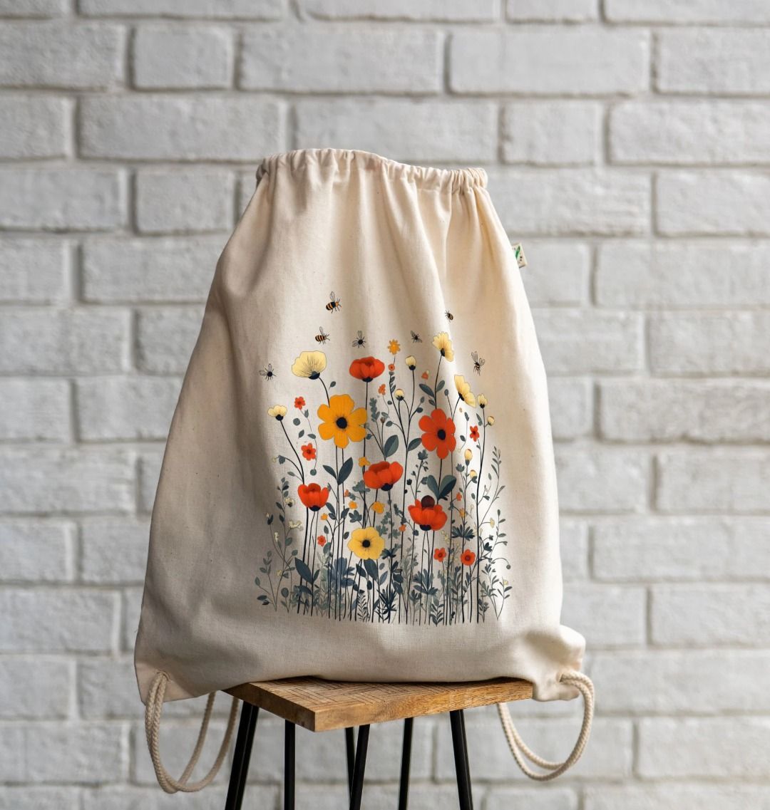 Minimalist Meadows | 100% GOTS Organic Cotton Drawstring Bag