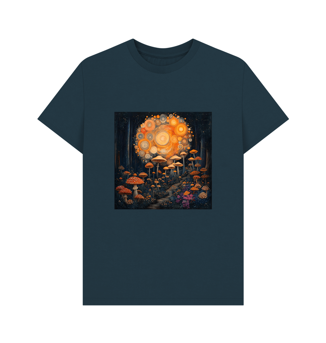 Denim Blue Mushroom Tornado | Certified Organic Cotton T-shirt | Men